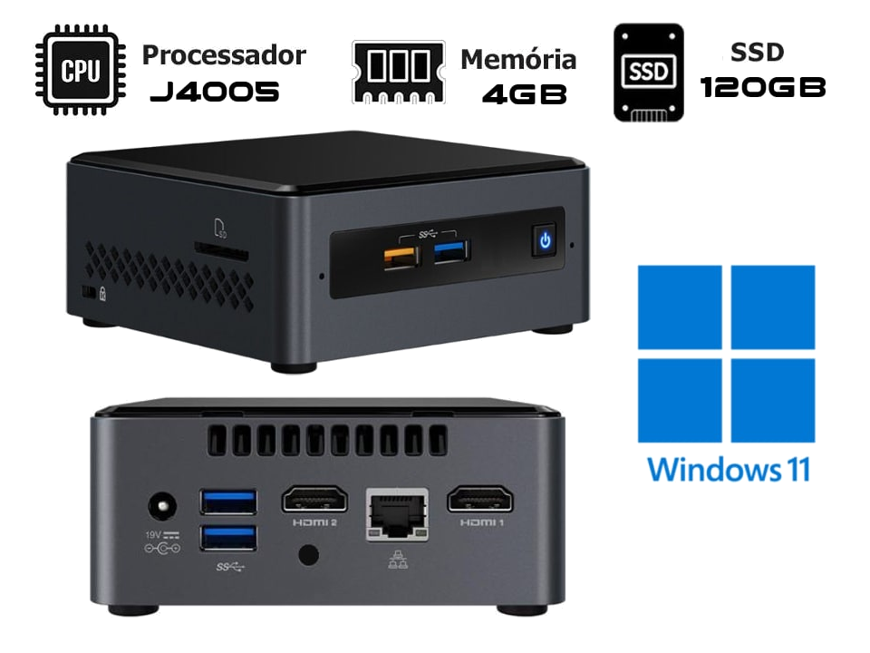 Mini Computador Intel NTC NUC 1001 [22612] (Celeron J4005/4GB-DDR4/SSD120GB/WIN11PRO)