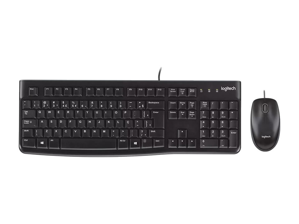 Kit Teclado + Mouse USB LOGITECH Desktop MK120 Preto