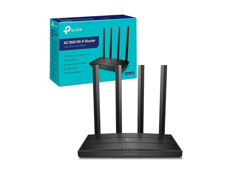 Wireless Router Gigabit Dual-Band TP-LINK Archer C80 Ver. 2.2 c/ 4 Antenas (1WAN/4LAN)