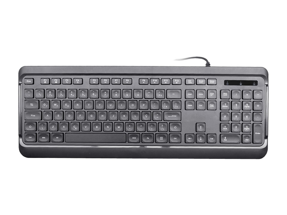 Teclado USB K-MEX KM-E728 Multimídia Preto