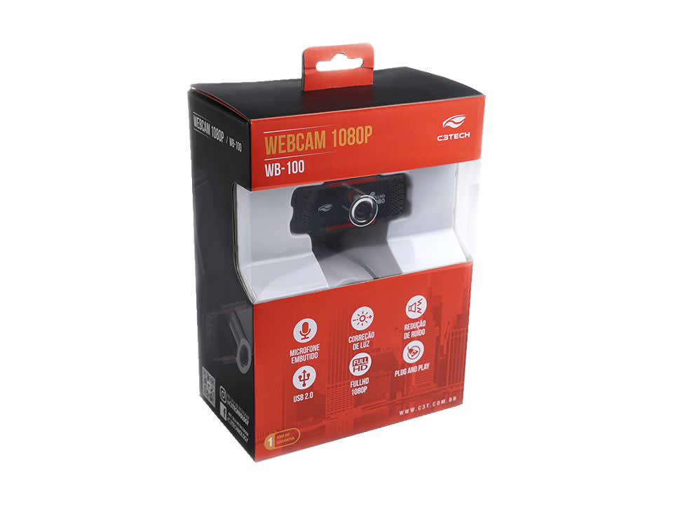 Webcam C3TECH 1080P [WB-100BK] USB (Full HD)