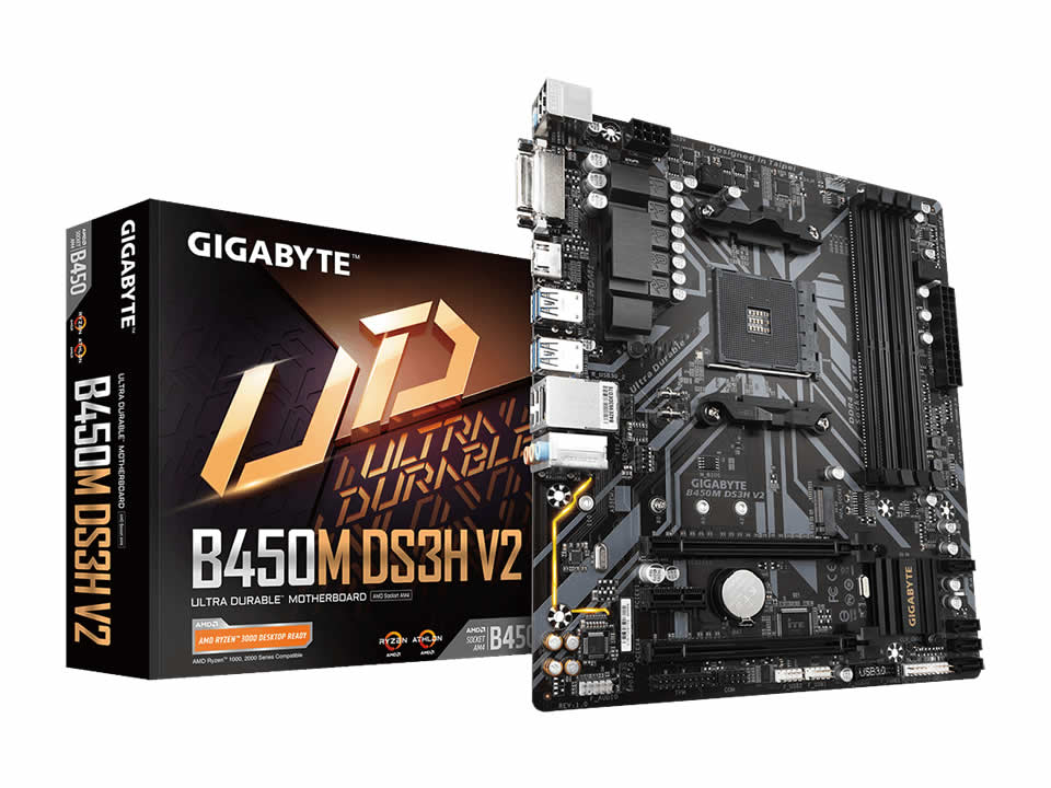 MB GIGABYTE B450M DS3H V2 p/ AMD AM4 4xDDR4/2xPCI-e/4xSATA/1xM.2