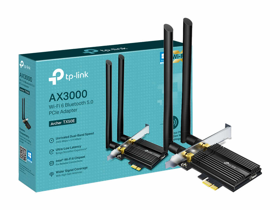 Wireless Dual Band PCI Express Adapter TP-LINK Archer TX50E c/ 2 Antenas c/ Bluetooth 5.0