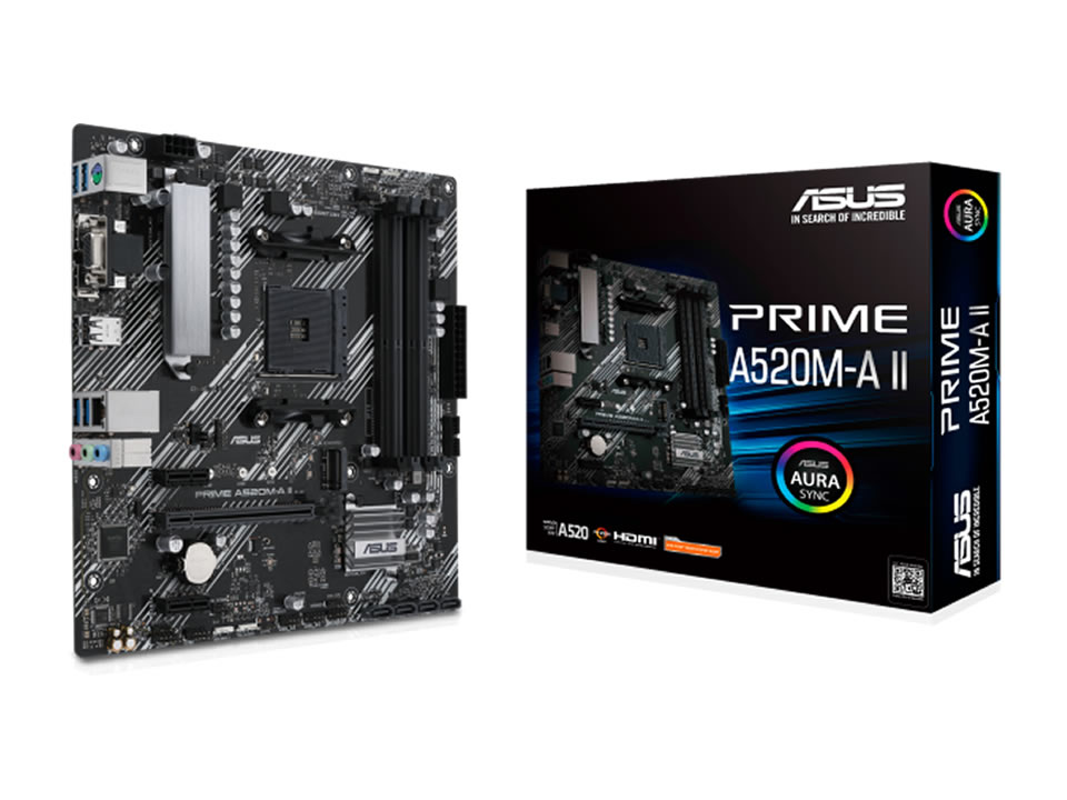 MB ASUS PRIME A520M-A II p/ AMD AM4 4xDDR4/1xPCI-e/4xSATA/1xM.2