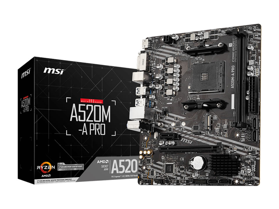 MB MSI A520M-A PRO p/ AMD AM4 2xDDR4/1xPCI-e/4xSATA/1xM.2