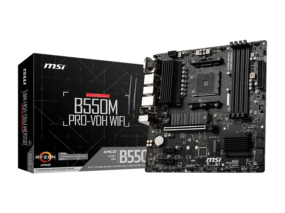 MB MSI B550M PRO-VDH WIFI p/ AMD AM4 4xDDR4/1xPCI-e/4xSATA/2xM.2