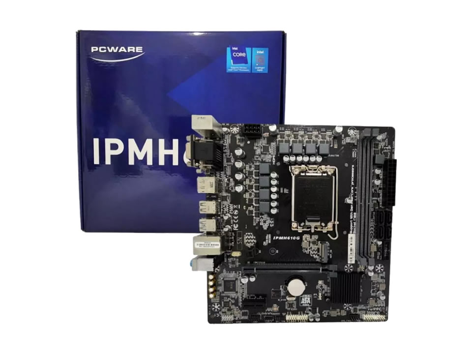 MB PCWARE IPMH610G p/ Intel LGA1700 2xDDR4/1xPCI-e/4xSATA/1xM.2 NVMe