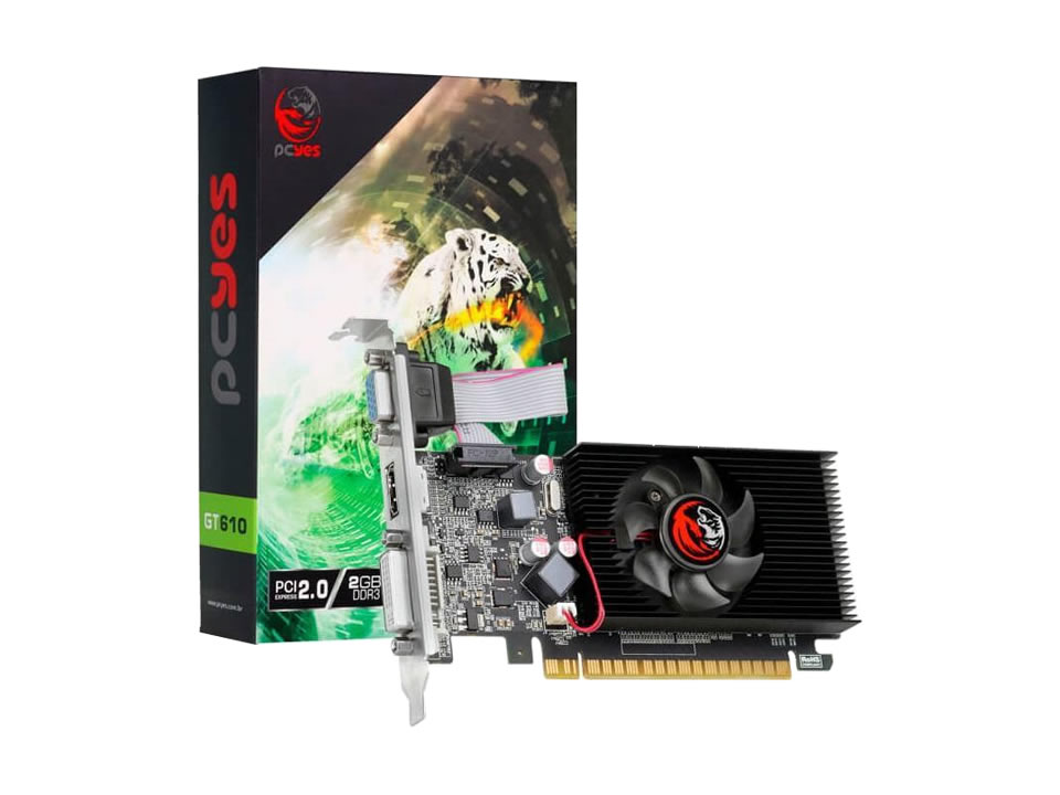 VGA PCI-e GeForce GT610 PCYES 2GB DDR3 64 bits [PVG6102GBR364LP] (VGA/DVI/HDMI) (LP)