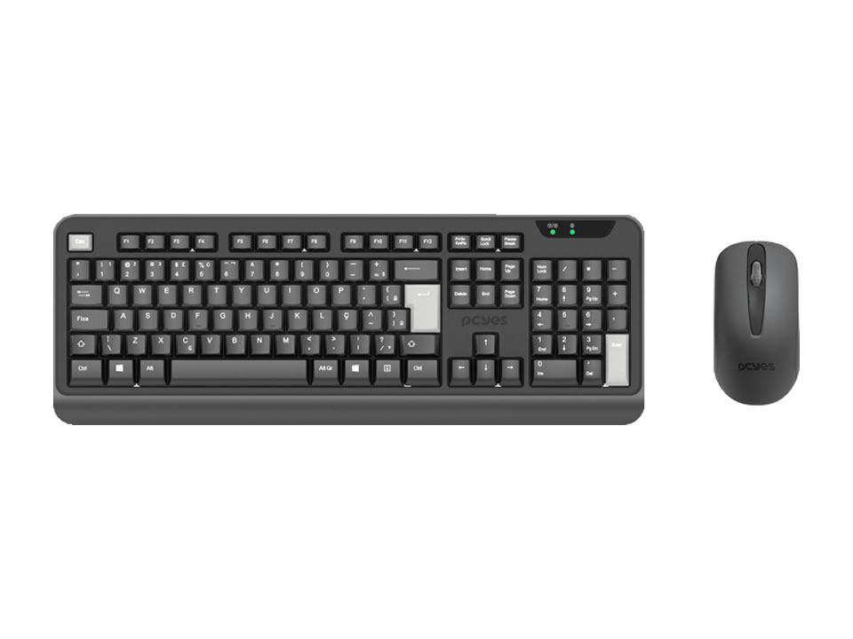 Kit Teclado + Mouse Sem Fio USB PCYES Comfort [PCOCWAB] Preto