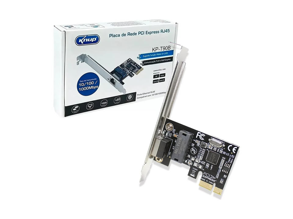 Placa de Rede PCI Express 10/100/1000 Mbps KNUP (Chip Realtek) [KP-T90B]