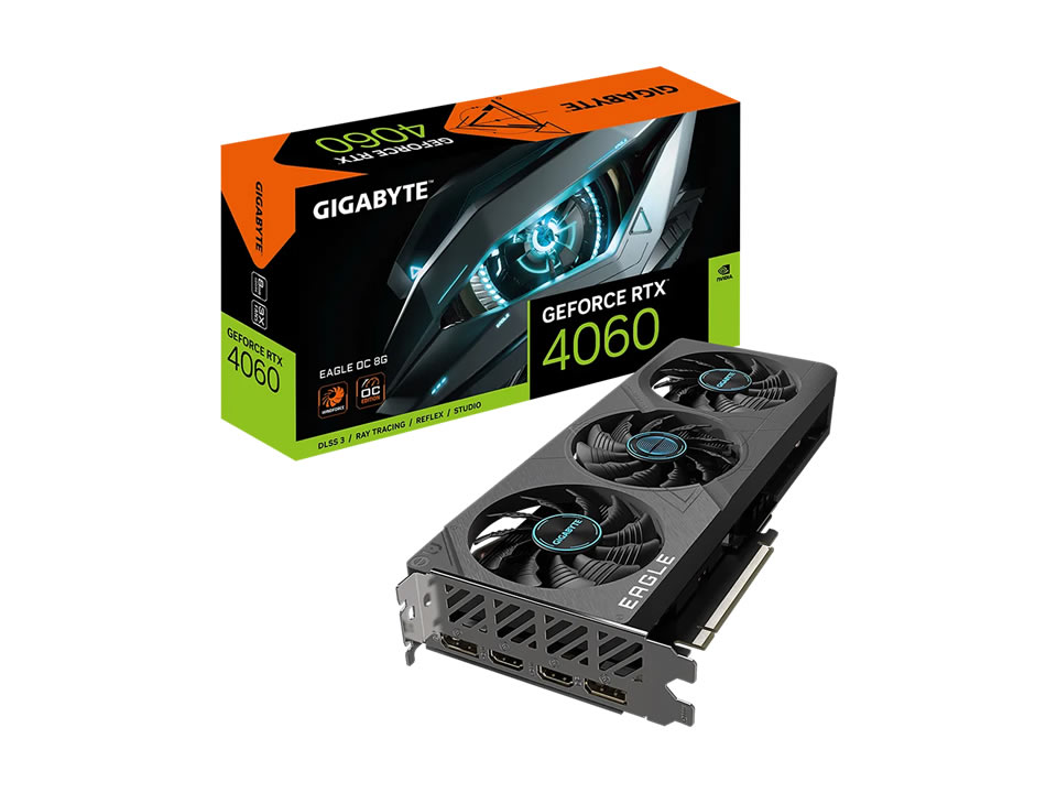 VGA PCI-e GeForce RTX4060 GIGABYTE EAGLE OC 8GB DDR6 128 bits [GV-N4060EAGLE OC-8GD] (2xHDMI/2xDP)