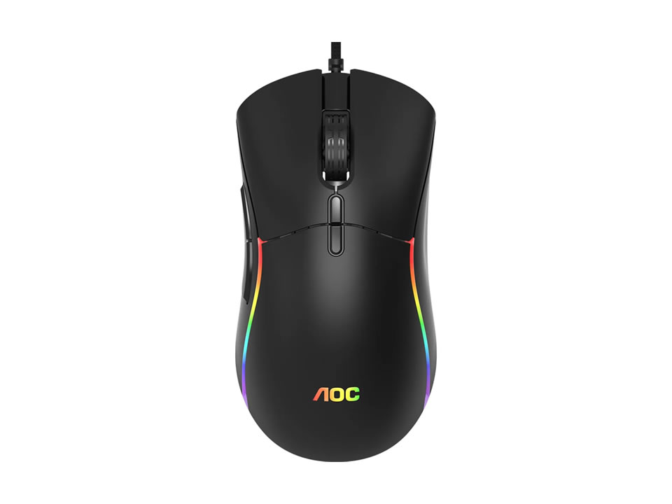 Mouse Gamer USB AOC GM310 RGB Preto [GM310B/FG] (12400 DPI) Preto