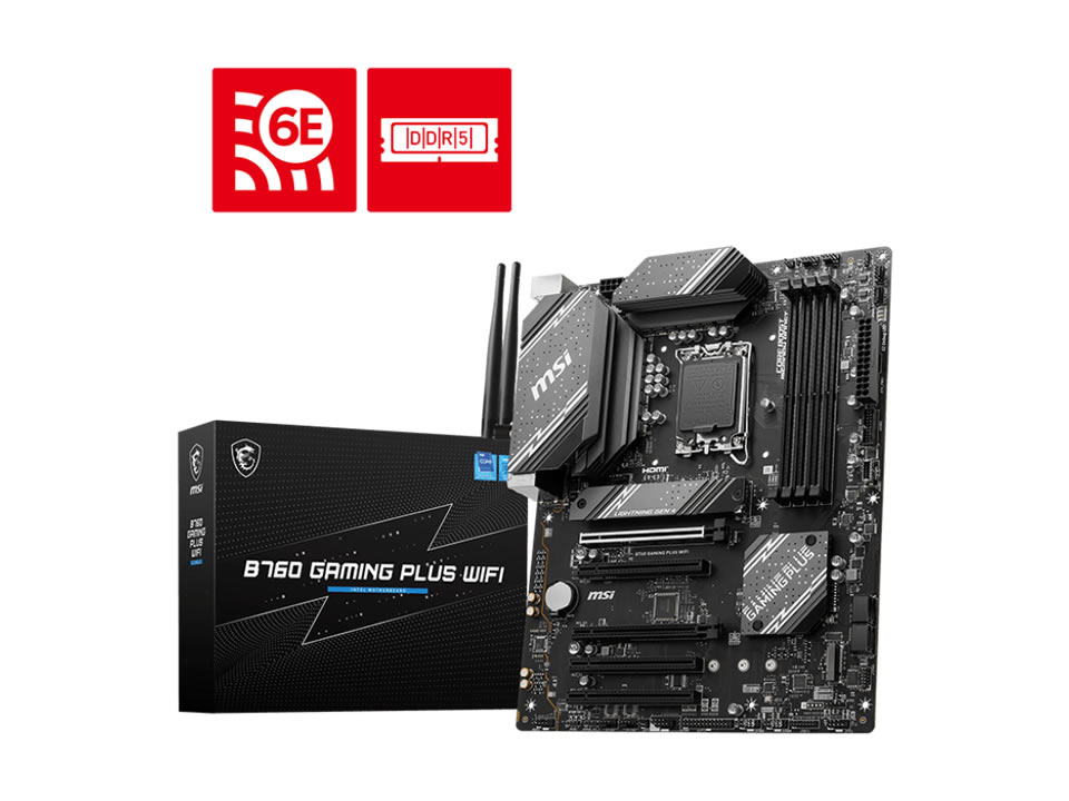 MB MSI B760 GAMING PLUS WIFI p/ Intel LGA1700 4xDDR5/5xPCI-e/4xSATA/2xM.2