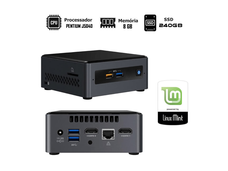 Mini Computador Intel NTC NUC 1016 [25636] (Pentium J5040/8GB-DDR4/SSD240GB/LINUX)