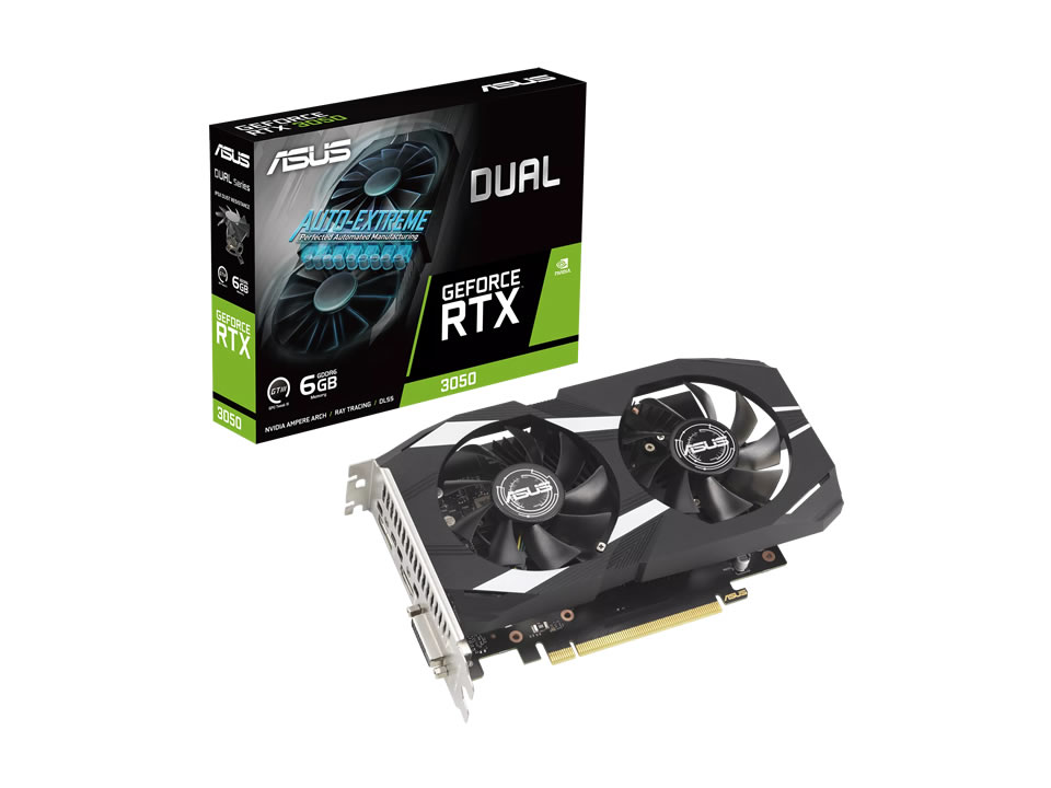 VGA PCI-e GeForce RTX3050 ASUS Dual 6GB DDR6 96 bits [DUAL-RTX3050-6G] (DVI-D/HDMI/DP)