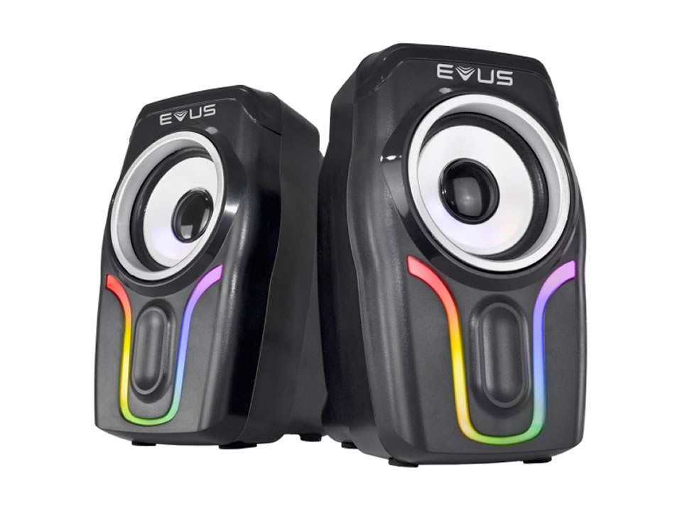 Caixa de Som USB EVUS Color Wave RGB [AS-225D] Preta (6W RMS)