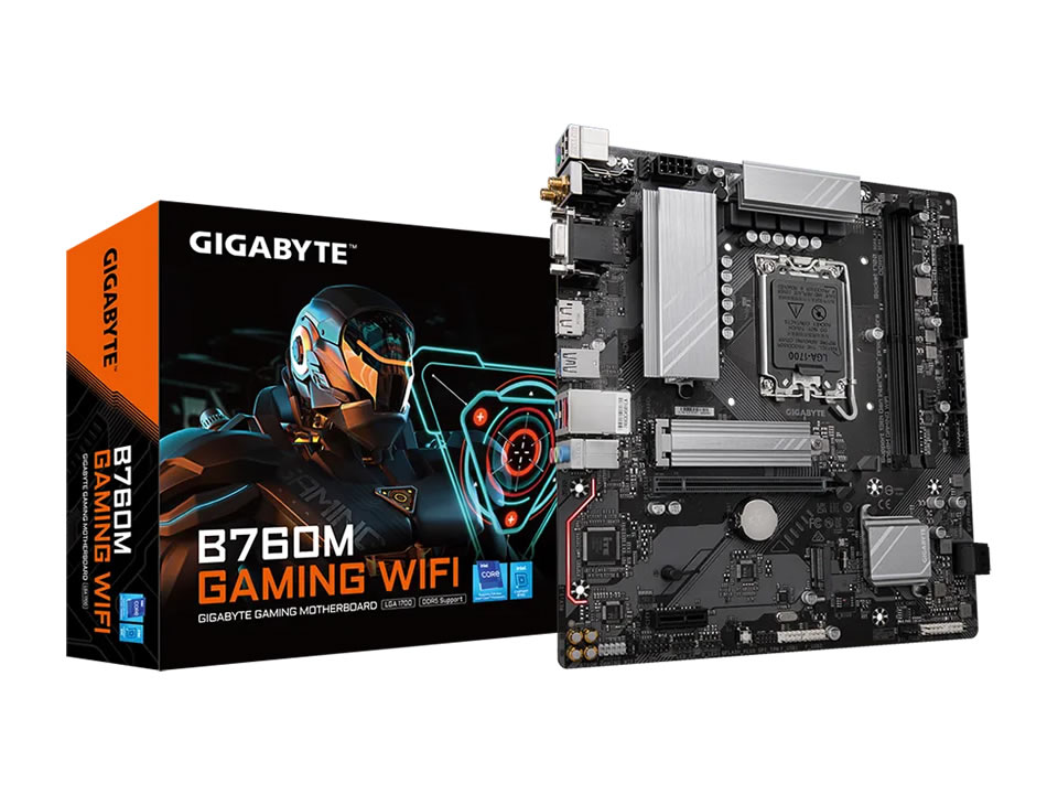 MB GIGABYTE B760M WIFI GAMING p/ Intel LGA1700 2xDDR5/1xPCI-e/4xSATA/2xM.2