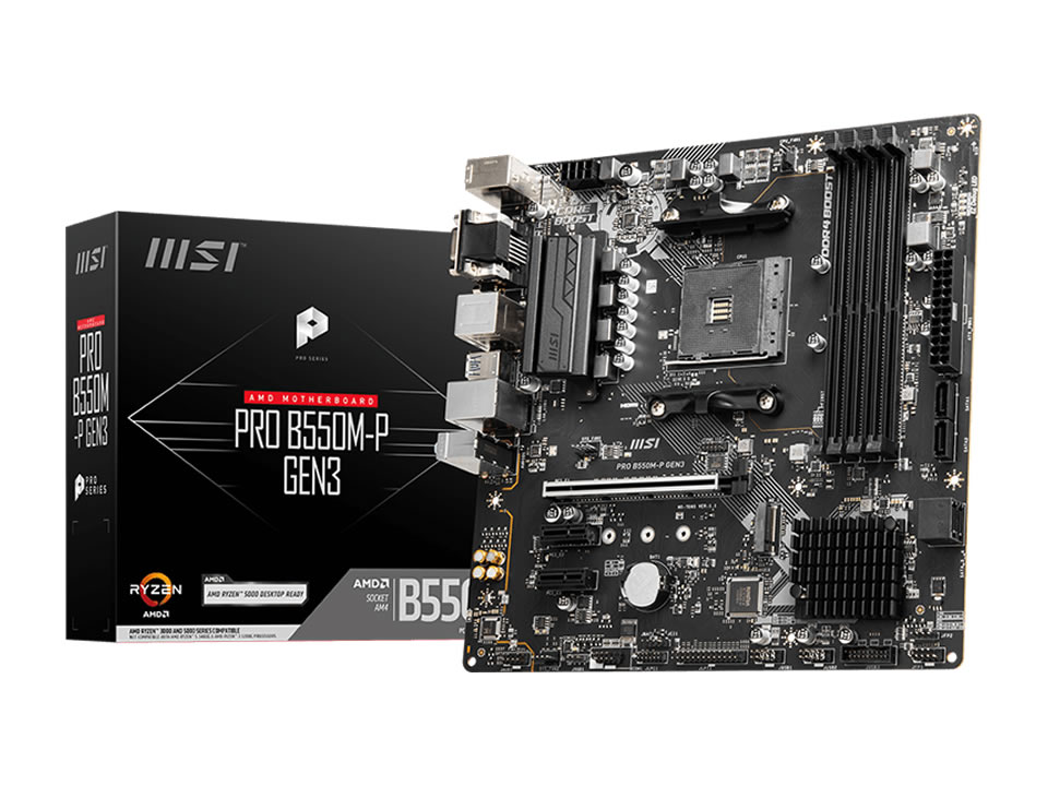 MB MSI PRO B550M-P GEN3 p/ AMD AM4 4xDDR4/1xPCI-e/4xSATA/1xM.2