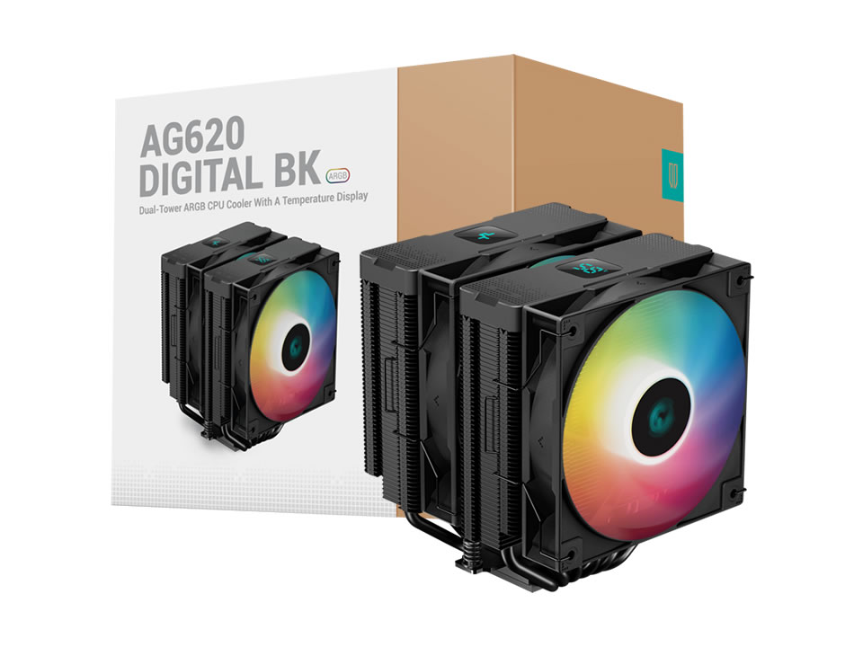 Cooler p/ Intel/AMD DEEPCOOL AG620 Digital BK ARGB [R-AG620-BKADMN-G-2] (TDP 260W) (115X/1200/1700/AM4/AM5)