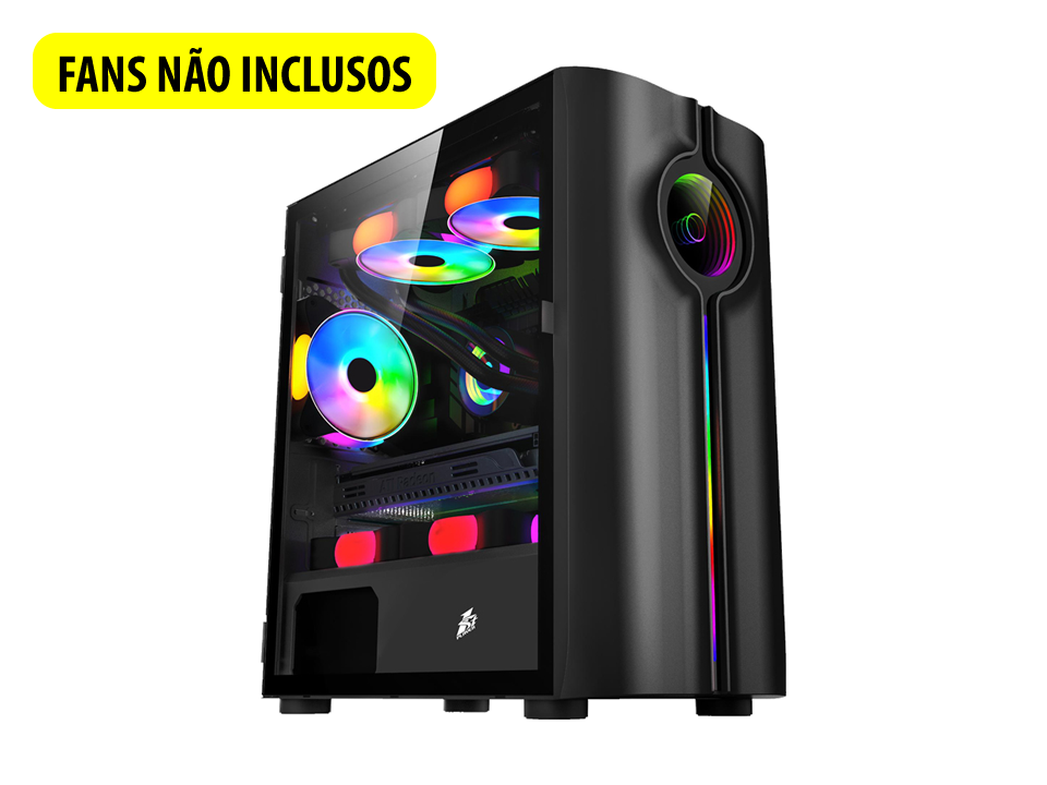 Gabinete Micro ATX 1STPLAYER Infinite Space IS3 Preto - SEM FONTE (2U2/1U3/HDA/VT/FI/0F)