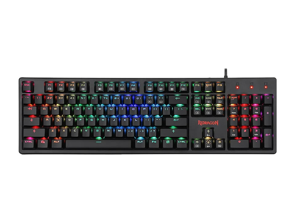 Teclado Gamer Mecânico USB REDRAGON Kama [K578-RGB] Preto (Backlight RGB / Switch Blue)