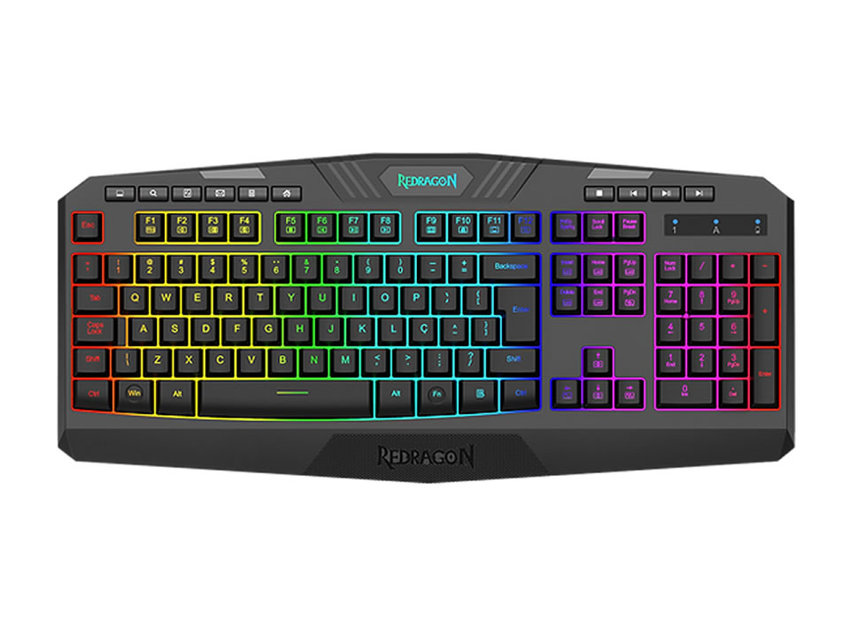 Teclado Sem Fio Gamer USB REDRAGON Harpe Wireless [K503-KS] Preto (Backlight RGB)