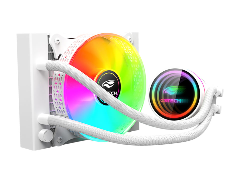 Water Cooler p/ Intel/AMD C3TECH FC-W120 RGB 120mm Branco [FC-W120WHRGB] (155W TDP) (115X/1200/1366/1700/20XX/AM4)