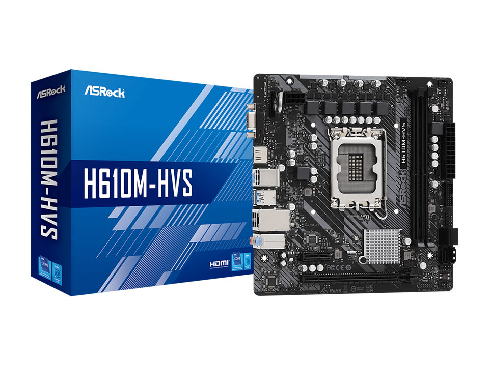 MB ASROCK H610M-HVS p/ Intel LGA1700 2xDDR4/1xPCI-e/4xSATA