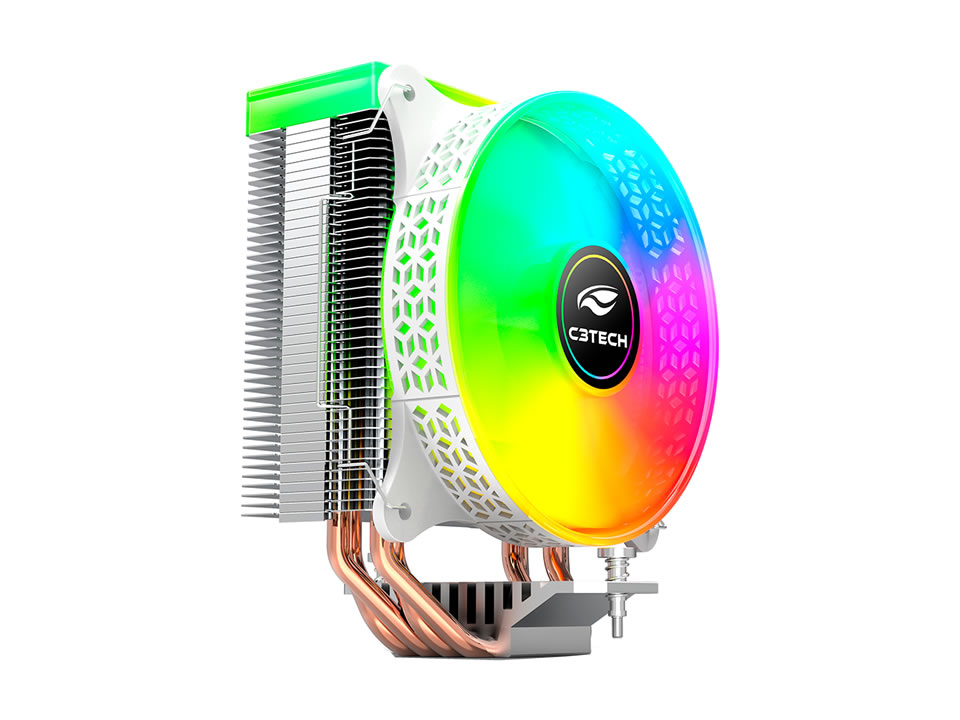 Cooler p/ Intel/AMD C3TECH FC-L150RGB Branco (115X/1200/1366/1700/20XX/AM4/AM5)