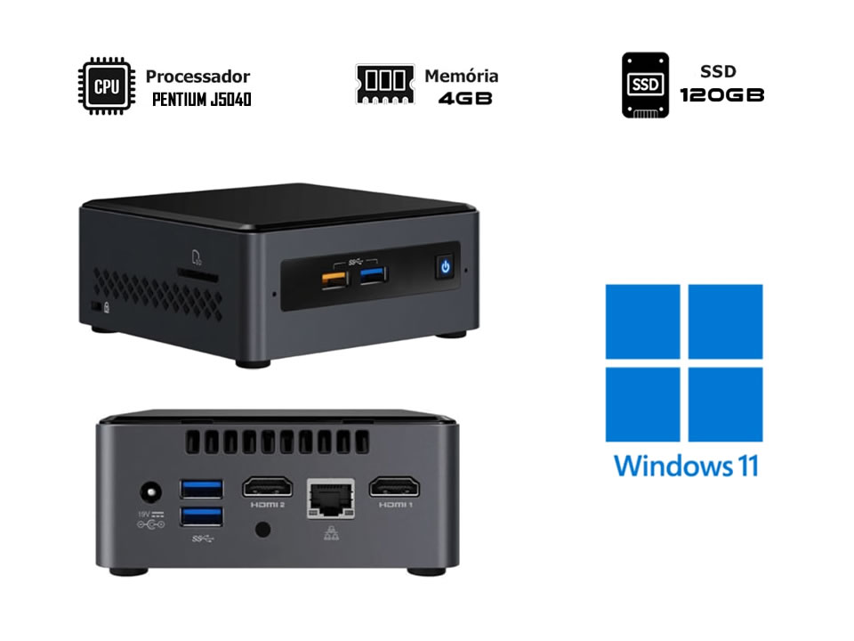 Mini Computador Intel NTC NUC 1015 [25630] (Pentium J5040/4GB-DDR4/SSD120GB/WIN11PRO)