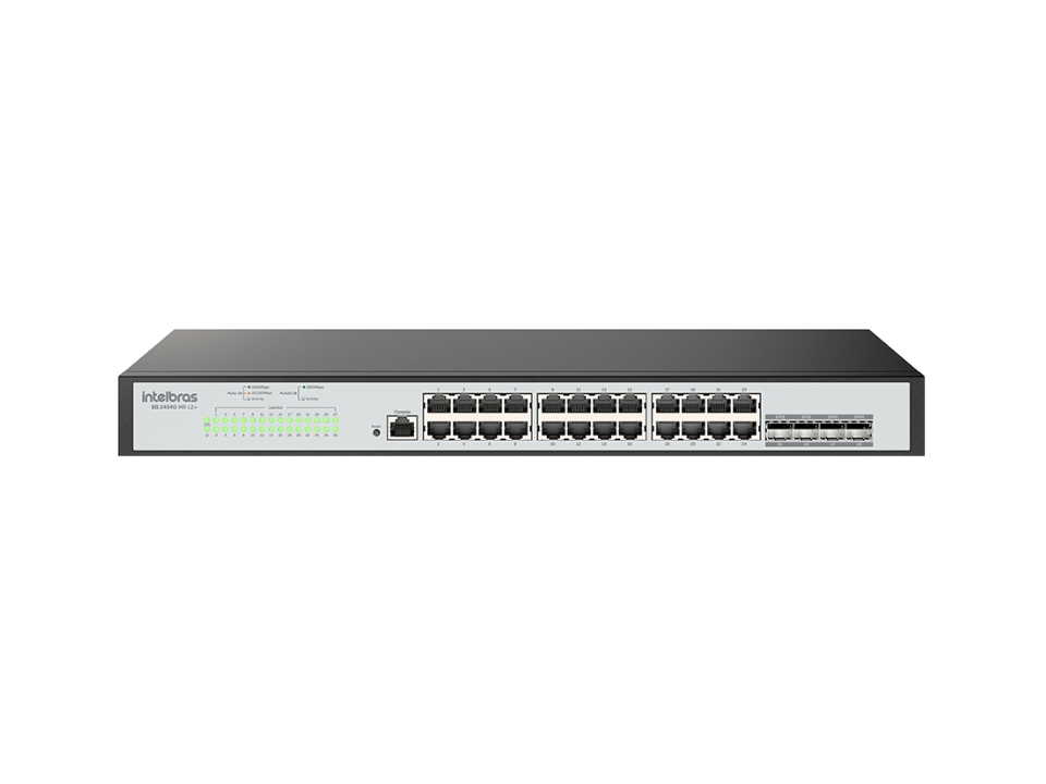 Switch Gerenciável 24 portas 10/100/1000 Mbps + 4 slots SFP INTELBRAS [SG 2404D MR L2+]