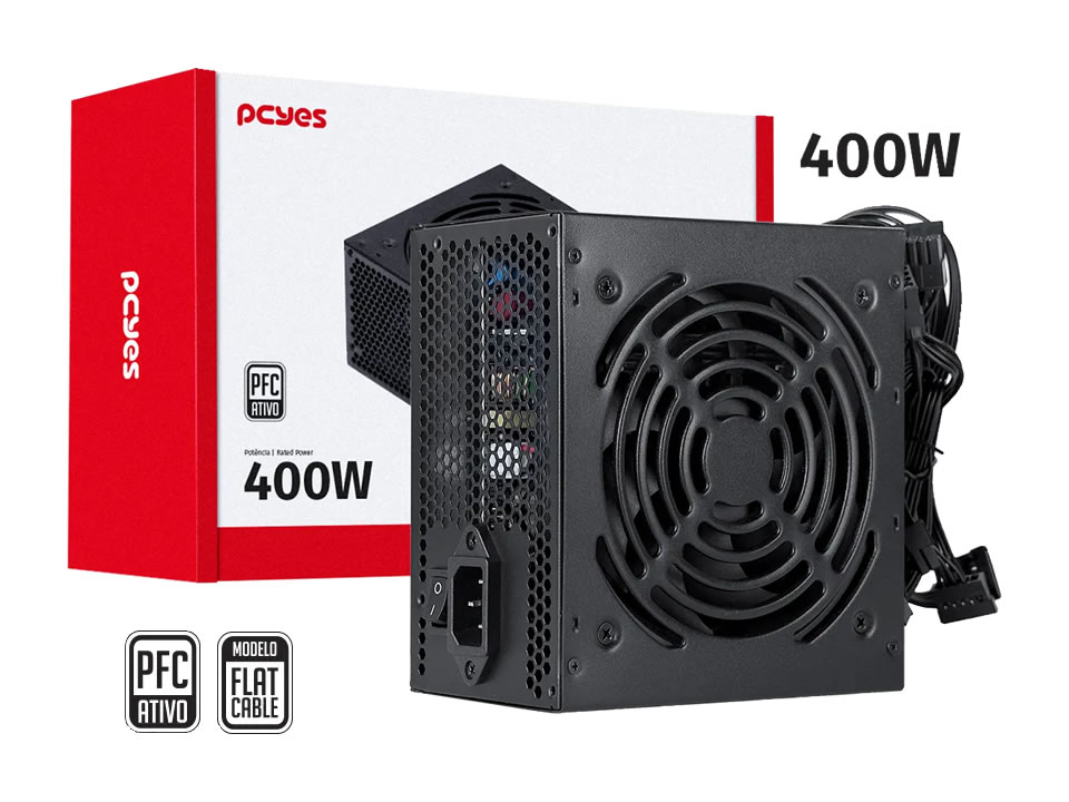 Fonte ATX PCYES Spark 400W [PXSP400WPT] PFC Ativo