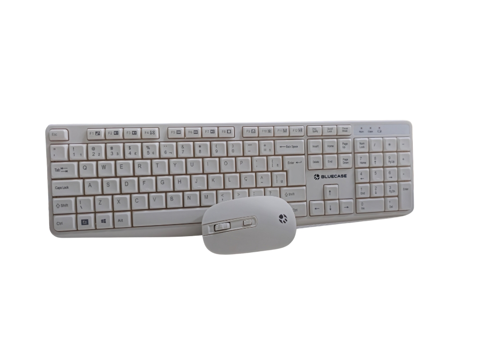 Kit Teclado + Mouse Sem Fio USB BLUECASE BMTW01 Branco