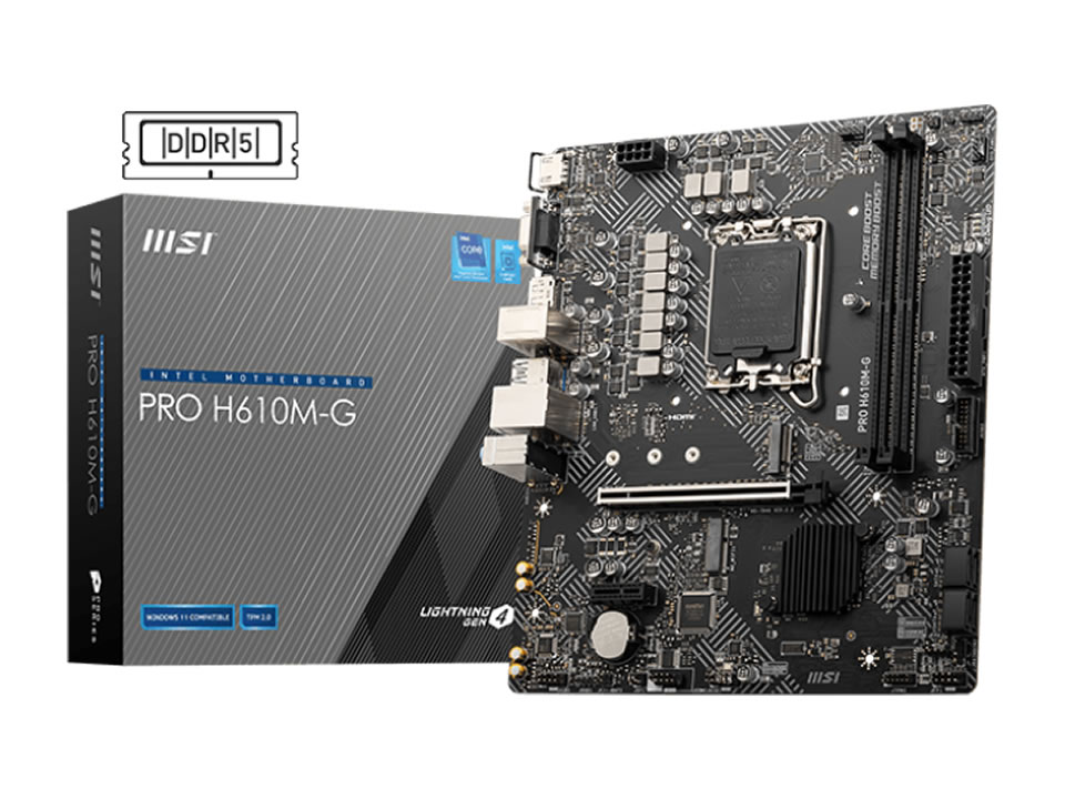 MB MSI PRO H610M-G p/ Intel LGA1700 2xDDR5/1xPCI-e/4xSATA/1xM.2